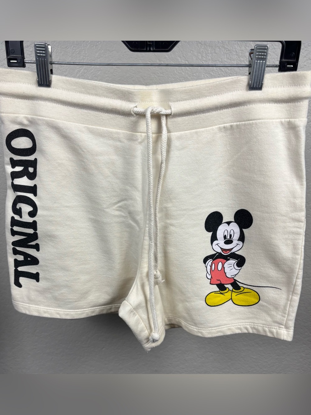 Men's Cream Mickey Graphic Drawstring Shorts